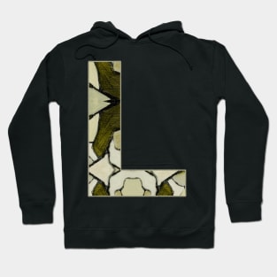 Letter L Monogram Initial Olive Green Pearl White Aesthetic Abstract Pattern Painting On Canvas Hoodie